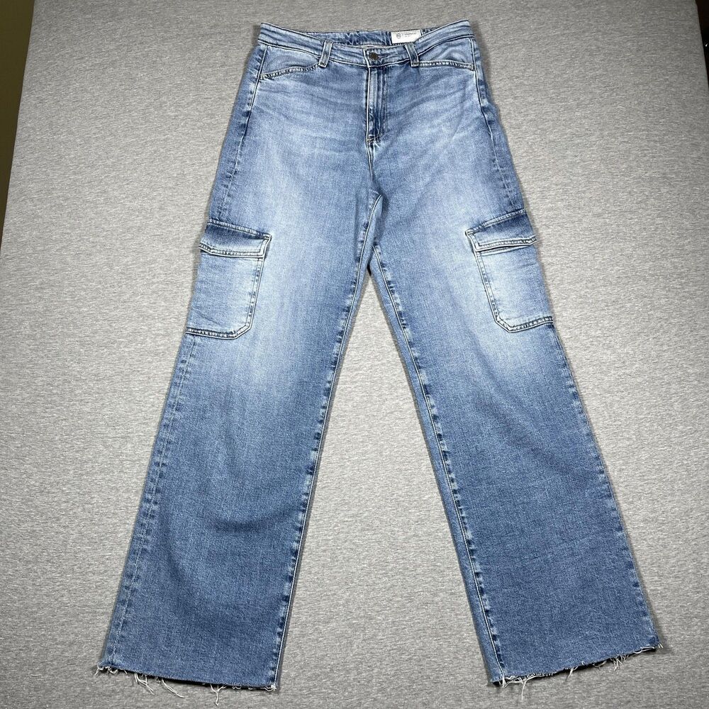 AG Adriano Goldschmied Jeans Womens 28x30 Blue Wide-Leg Cargo High Rise Relaxed